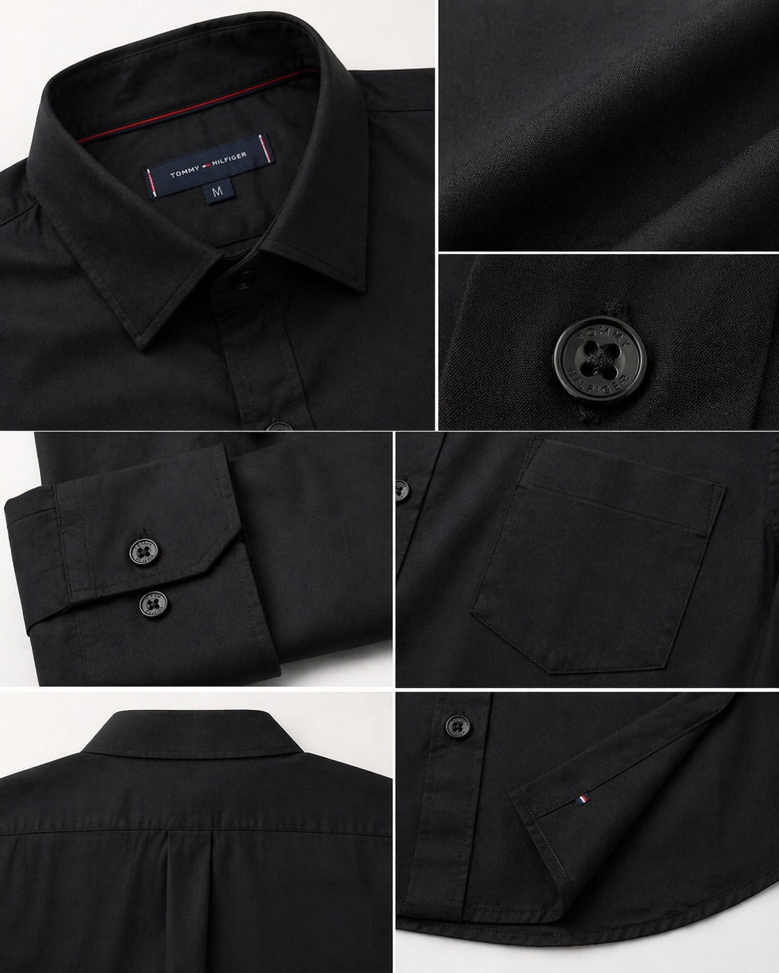 Premium Black Formal Shirt by Tommy Hilfiger – Fine Fabric Detail Edition