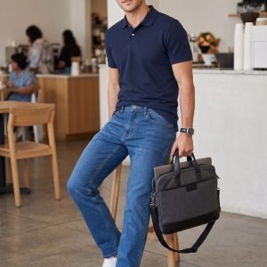 Premium Men's Slim Straight Jeans – Medium Blue Wash